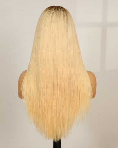 Clearance | 16 Inches Blonde Straight Human Hair Swiss Lace Front Wig - RTY-138