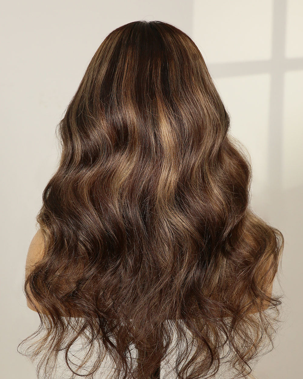 Clearance | 18 Inches Middle Part Wavy Dark Mushroom Blonde Balayage Fully Hand-tied Wig - RTWY-605