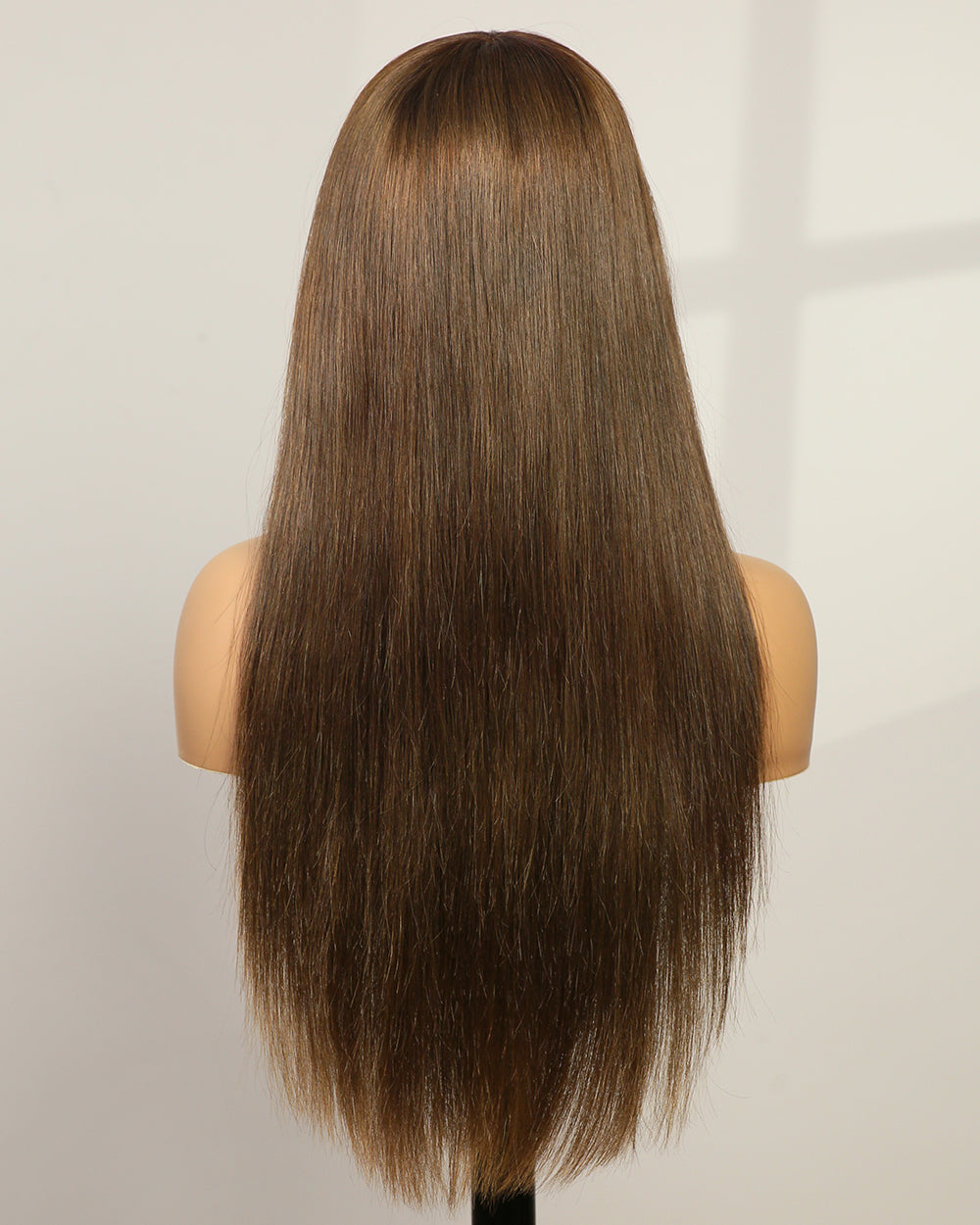 Harper | 20" Mushroom Brown Long Straight Layer Cuts Wispy Bangs Swiss Lace Front Wig - WS003