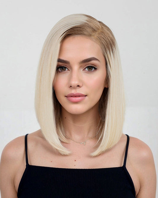 Alice | 12" White Blonde BOB Human Hair HD Lace Front Wig - WL15