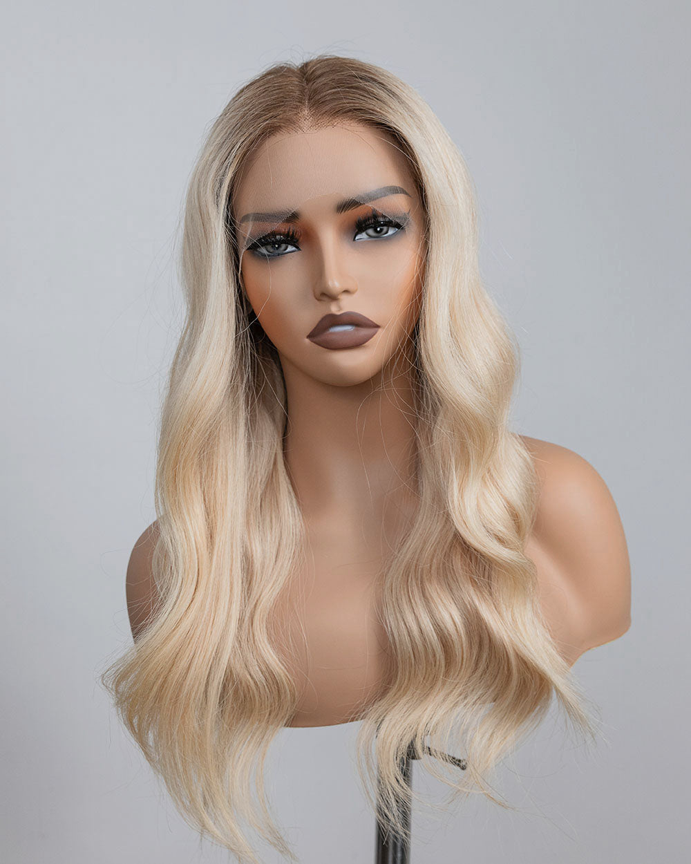 Laura | 16" Blonde Body Wave Human Hair Swiss Lace Front Wig - WLW001